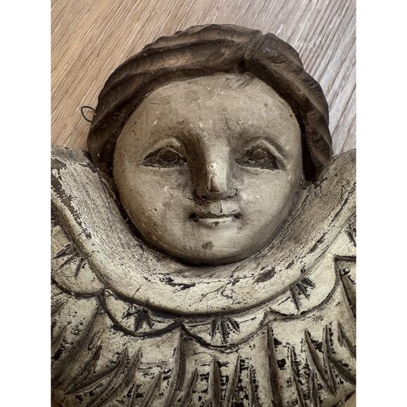 Antique Carved Wood Cherub Angels Pair • Architectural Salvage • European 1800s - Picture 3 of 16